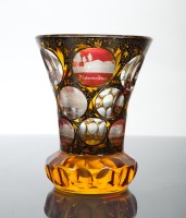 Lot 300 - 19TH CENTURY BOHEMIAN AMBER GLASS SPA BEAKER...