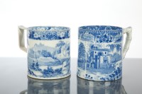 Lot 312 - TWO VICTORIAN BLUE AND WHITE PEARLWARE MUGS...