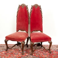 Lot 371 - PAIR OF VICTORIAN CARVED MAHOGANY HALLCHAIRS...