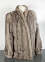 Lot 381 - LADIES SILVER MINK JACKET full length sleeves...