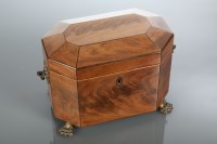 Lot 395 - GEORGE III MAHOGANY TEA CADDY of octagonal...
