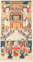 Lot 400 - CHINESE PAINTED HANGING SCROLL depicting a...
