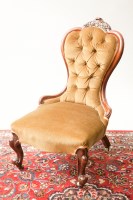 Lot 408 - VICTORIAN CARVED MAHOGANY NURSING CHAIR 95cm high