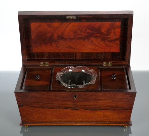 Lot 416 - REGENCY ROSEWOOD SARCOPHAGUS TEA CADDY the...