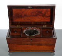 Lot 416 - REGENCY ROSEWOOD SARCOPHAGUS TEA CADDY the...