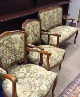 Lot 423 - MAHOGANY SALON SUITE comprising settee and...