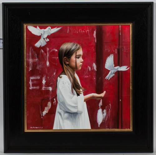 Lot 2355 - GERARD BURNS, ANGEL oil on canvas, signed 60cm...