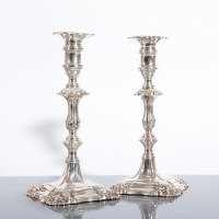 Lot 2 - PAIR OF EDWARDIAN SILVER CANDLESTICKS maker...