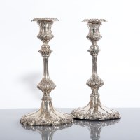 Lot 5 - PAIR OF SILVER PLATED CANDLESTICKS marked with...