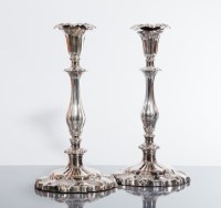 Lot 12 - PAIR OF SILVER PLATED CANDLESTICKS stamped...