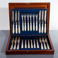 Lot 32 - VICTORIAN SILVER AND MOTHER OF PEARL FRUIT...