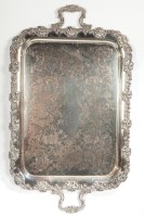 Lot 54 - SILVER PLATED RECTANGULAR TWO HANDLED TRAY...