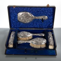 Lot 60 - ART NOUVEAU SILVER DRESSING TABLE SET...