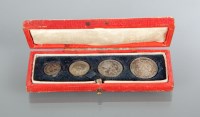 Lot 69 - SET OF FOUR 1903 MAUNDY COINS in fitted red...
