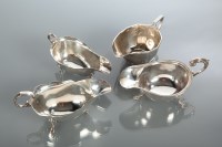 Lot 80 - FOUR EARLY 20TH CENTURY SILVER SAUCE BOATS...