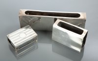 Lot 100 - THREE SILVER MATCH BOX COVERS 214g gross,...