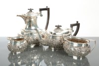Lot 105 - EDWARDIAN SILVER FOUR PIECE TEA SET maker...