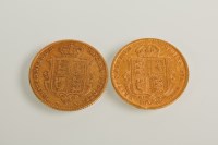 Lot 1030 - TWO HALF SOVEREIGNS DATED 1892 AND 1855