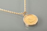 Lot 1033 - GOLD 2 RAND COIN in a pendant mount, on a rope...