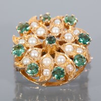 Lot 1110 - SEED PEARL AND GEM SET BROOCH modified from a...