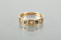 Lot 1111 - VICTORIAN SAPPHIRE AND SEED PEARL SET RING set...