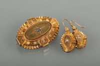 Lot 1136 - VICTORIAN DIAMOND SET EARRINGS AND BROOCH each...