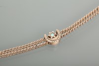 Lot 1149 - OPAL AND PEARL SET GUARD CHAIN with a crescent...