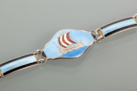 Lot 1152 - SCANDINAVIAN BLUE AND BLACK ENAMELLED BRACELET...