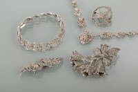 Lot 1201 - GROUP OF SILVER MARCASITE SET JEWELLERY...
