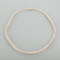 Lot 1204 - BI COLOUR DIAMOND SET NECKLACE of graduated...