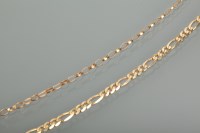 Lot 1214 - TWO NINE CARAT GOLD CHAINS note: one broken,...