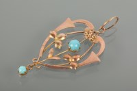 Lot 1216 - ARTS AND CRAFTS TURQUOISE SET PENDANT of...