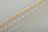 Lot 1250 - UNMARKED WATCH CHAIN 19g; along with a nine...