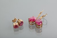 Lot 1277 - TWO PAIRS OF RUBY EARRINGS comprising a pair...