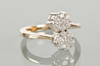 Lot 1286 - DIAMOND DOUBLE CLUSTER RING with two clusters...