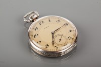 Lot 1604 - SILVER ETERNA OPEN FACED POCKET WATCH in 0.800...
