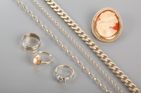 Lot 1741 - NINE CARAT GOLD CAMEO SET RING along with a...