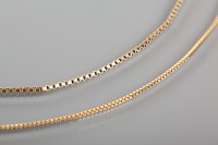 Lot 1754 - TWO NINE CARAT GOLD BOX LINK CHAINS both...