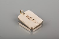 Lot 1767 - NINE CARAT GOLD INGOT PENDANT hallmarked,...