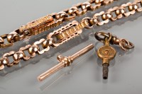 Lot 1769 - NINE CARAT GOLD WATCH CHAIN with moulded links,...