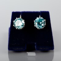 Lot 1790 - EARLY TWENTIETH CENTURY BLUE ZIRCON EARRINGS...
