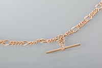 Lot 1799 - NINE CARAT GOLD WATCH CHAIN marked 375 to the...