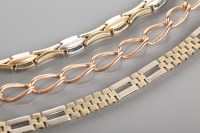 Lot 1807 - NINE CARAT ROSE GOLD CURB LINK BRACELET along...
