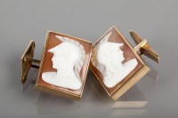 Lot 1826 - PAIR OF NINE CARAT GOLD CAMEO CUFFLINKS the...