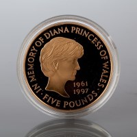 Lot 1504 - DIANA GOLD PROOF FIVE POUND MEMORIAL COIN...