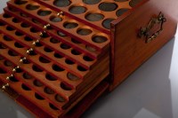 Lot 1542 - GROUP OF VARIOUS COINS IN A WOODEN CABINET...
