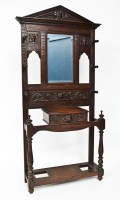 Lot 721 - LATE VICTORIAN CARVED OAK HALLSTAND with...