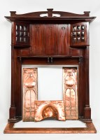 Lot 725 - ARTS AND CRAFTS MAHOGANY FIRE SURROUND the...