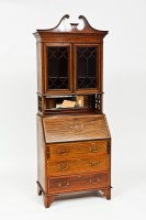 Lot 734 - LATE VICTORIAN MARQUETRY MAHOGANY BUREAU...