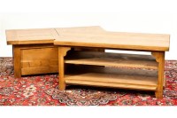 Lot 753 - OAK LOW OPEN BOOKCASE AND COFFEE TABLE the...